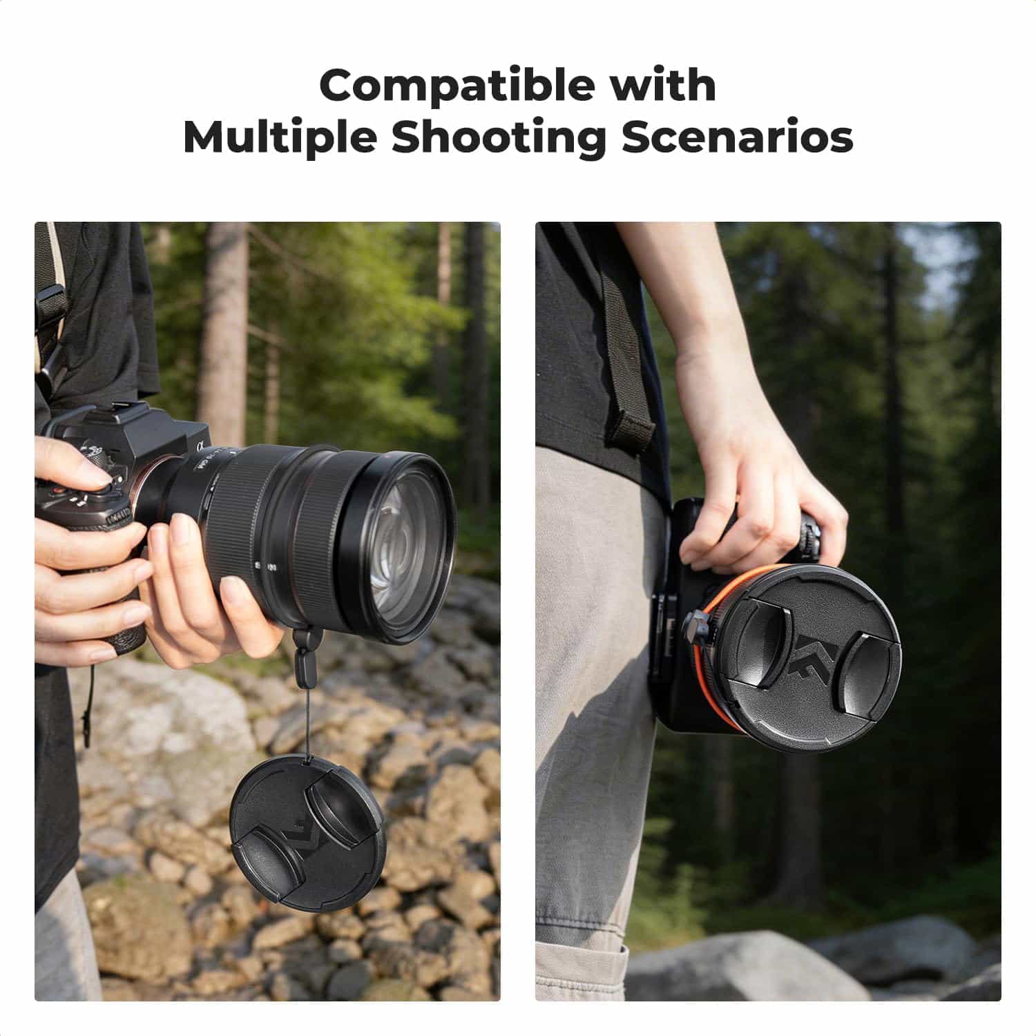 K&F Concept Lens Cap Cover 4-in-1 Center Pinch Lens Cover + Anti-Loss Keeper Leash + Microfiber Cleaning Cloth Kits Filter 7
