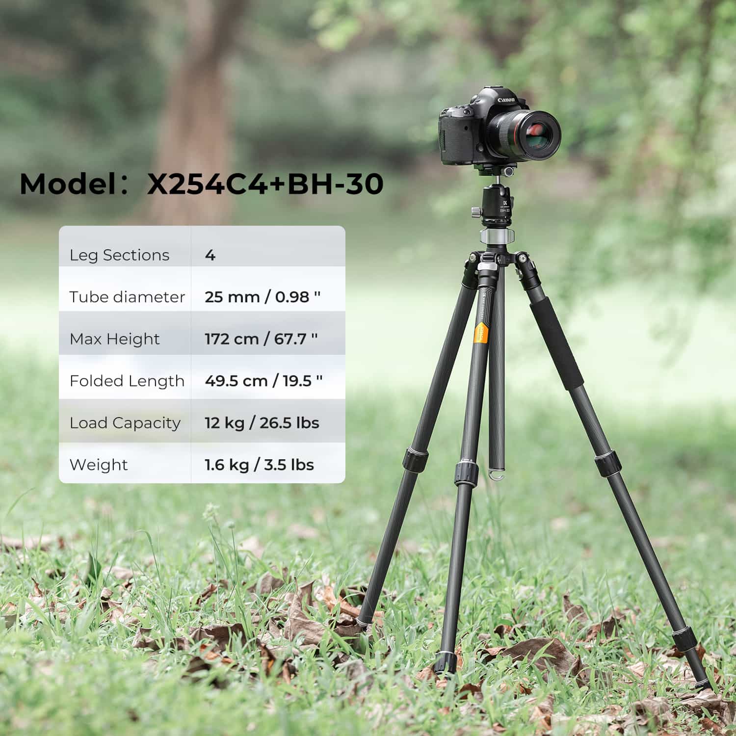 K&F Concept (KF09.116) X Series Carbon Fiber Tripod 2
