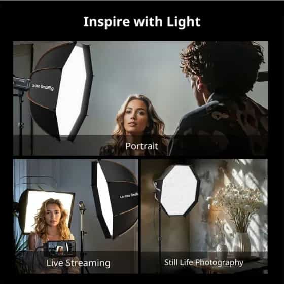 Smallrig (4633) LA-O90 Octagonal Softbox - Fabric Grid, Removeable Diffusers, Wide Compatibility 9