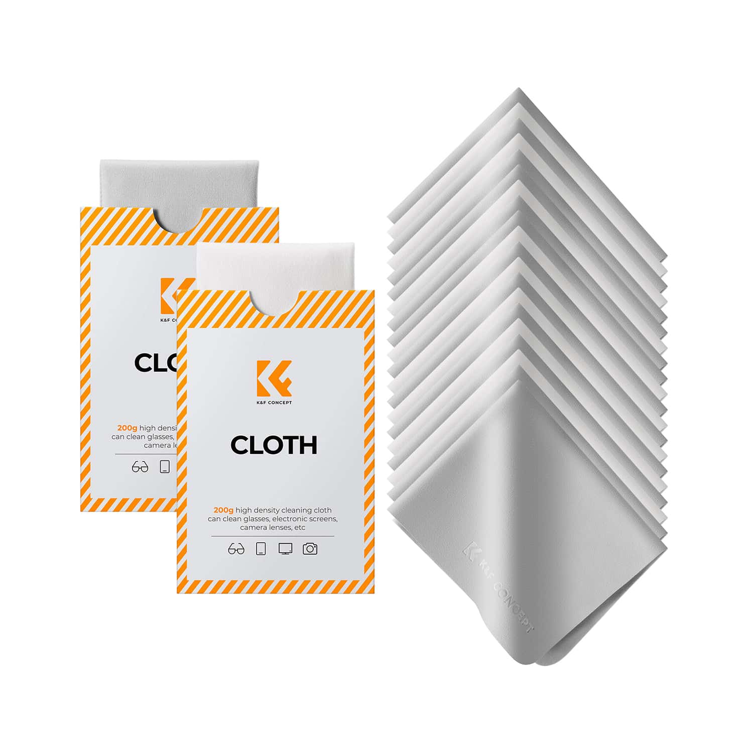 K&F Concept (KF08.056) Premium Microfiber Cleaning Cloths - Washable, 30 Pack, 6 x 7 inches (15 x 18 cm)