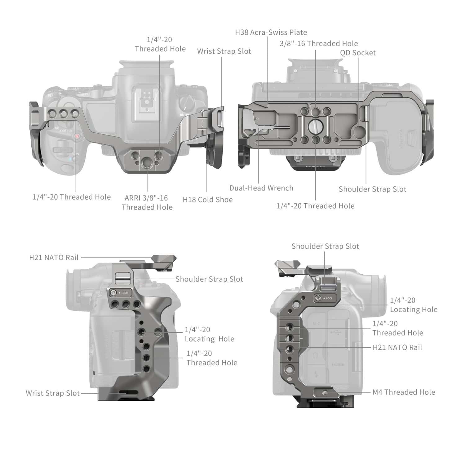 Smallrig (4977) HawkLock Quick Release Cage for Canon EOS R5 Mark II view 2