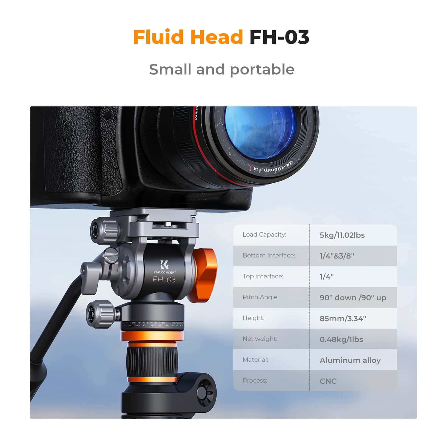 K&F Concept (KF31.087) Video Fluid Head Tripod Head view 2