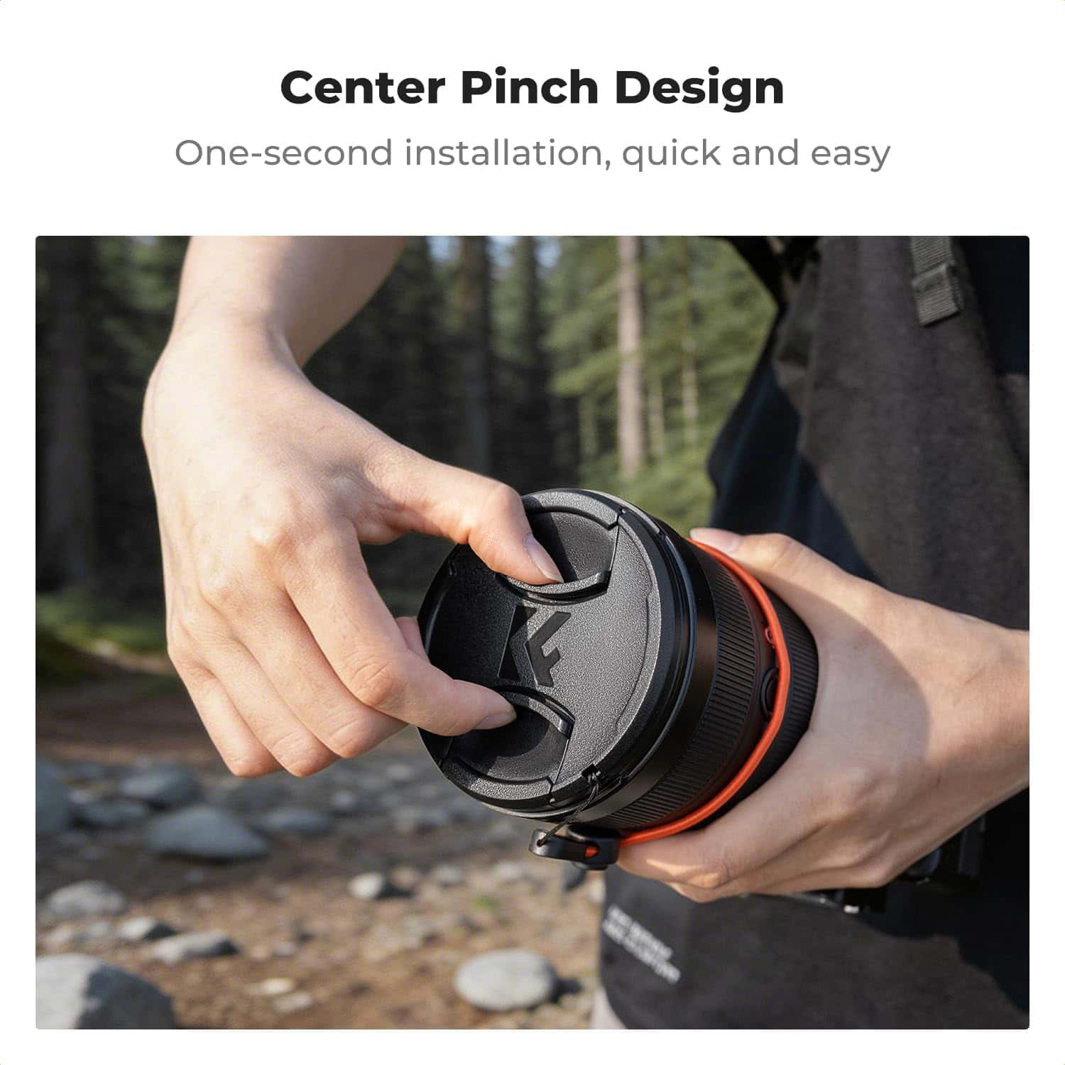 K&F Concept Lens Cap Cover 4-in-1 Center Pinch Lens Cover + Anti-Loss Keeper Leash + Microfiber Cleaning Cloth Kits Filter view 3