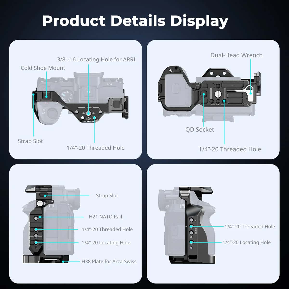 Smallrig (3667C) Cage for Sony Alpha 7V / 7RV / 7IV / 7SIII / 1 / 7RIV view 3