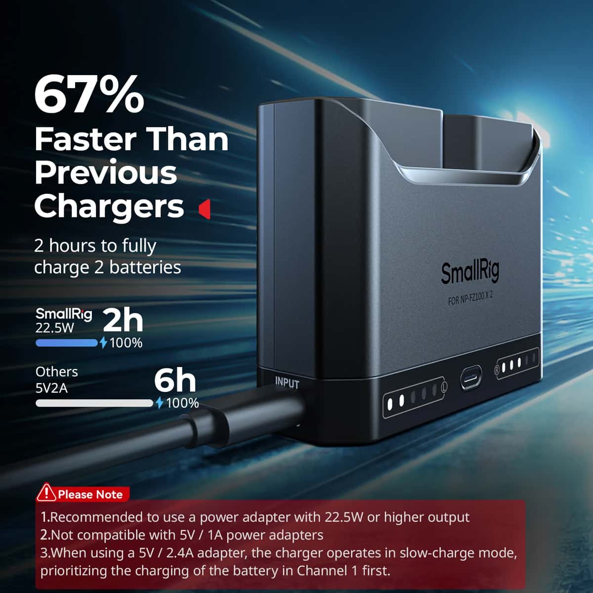 Smallrig (5489) Dual Slot Sony NP-FZ100 Battery Charger view 4