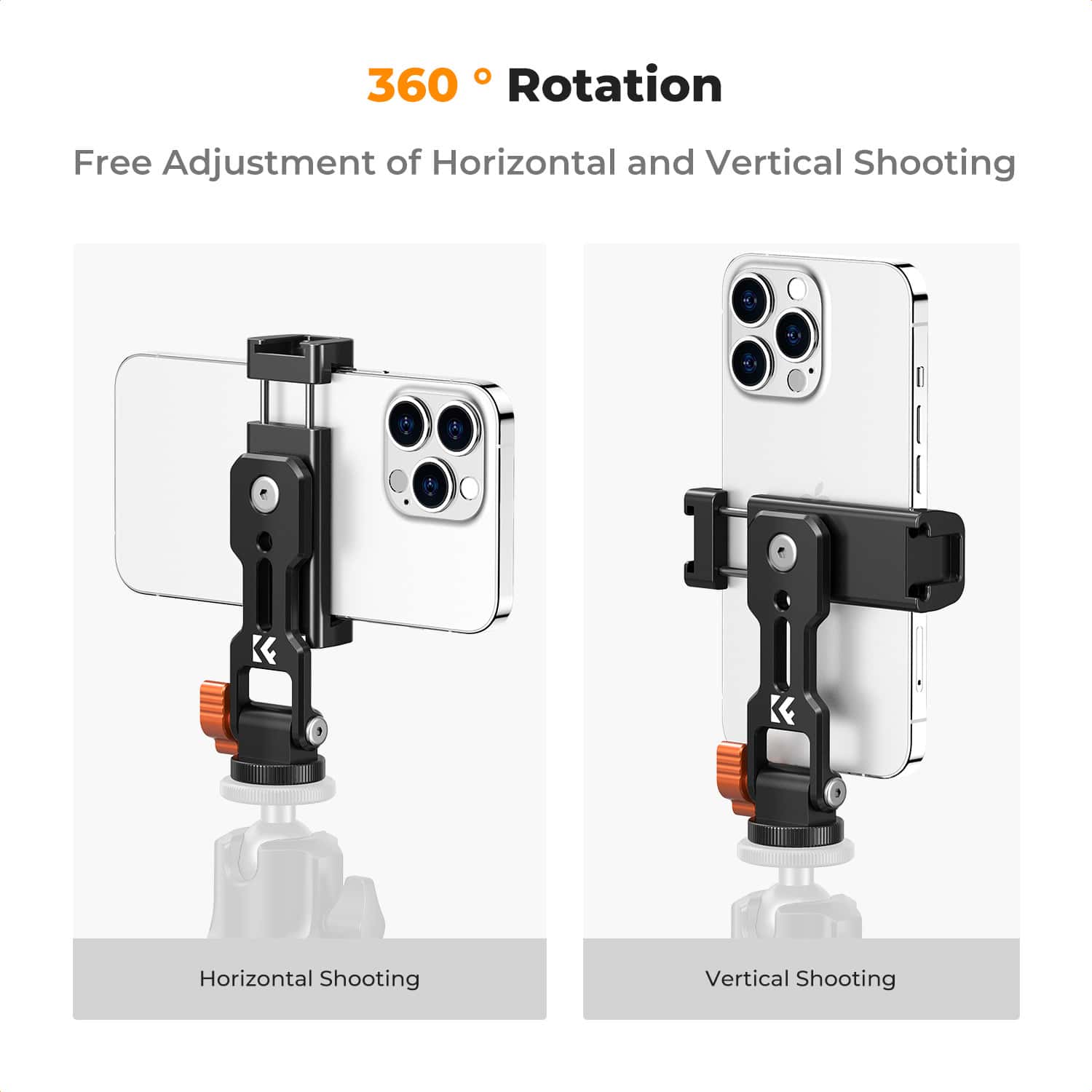 K&F Concept (KF31.094) Metal Phone Tripod Mount, Universal Smartphone Stand with 2 Cold Shoe Mount view 5