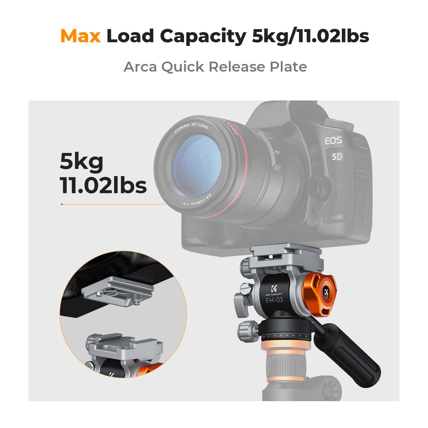 K&F Concept (KF31.087) Video Fluid Head Tripod Head view 5
