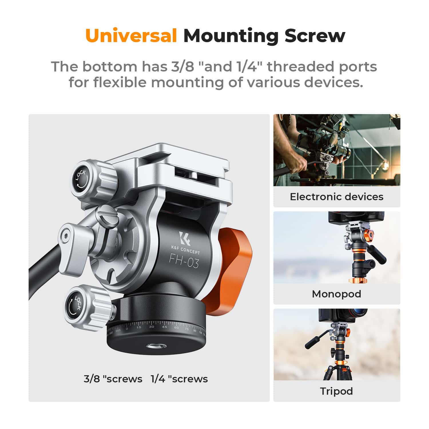 K&F Concept (KF31.087) Video Fluid Head Tripod Head view 6