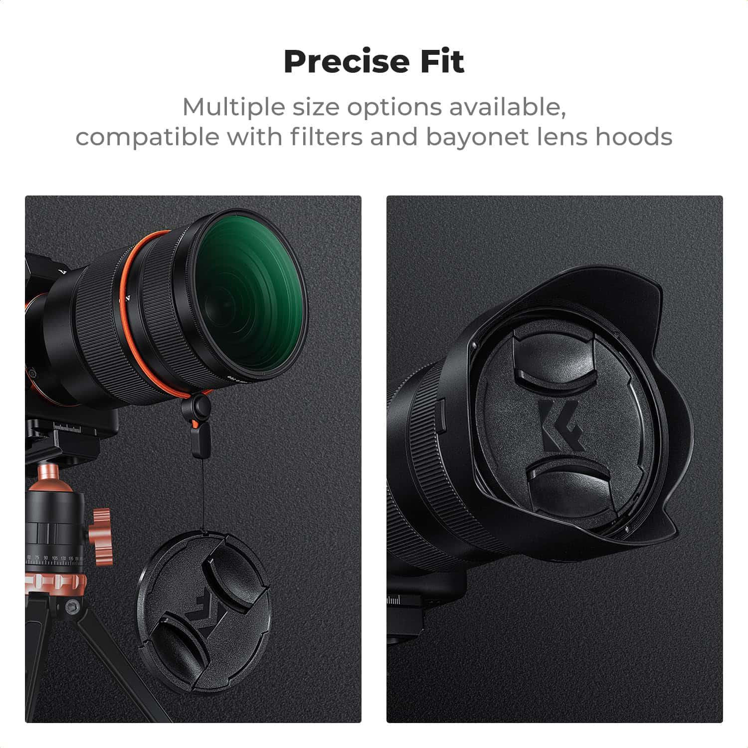 K&F Concept Lens Cap Cover 4-in-1 Center Pinch Lens Cover + Anti-Loss Keeper Leash + Microfiber Cleaning Cloth Kits Filter view 6
