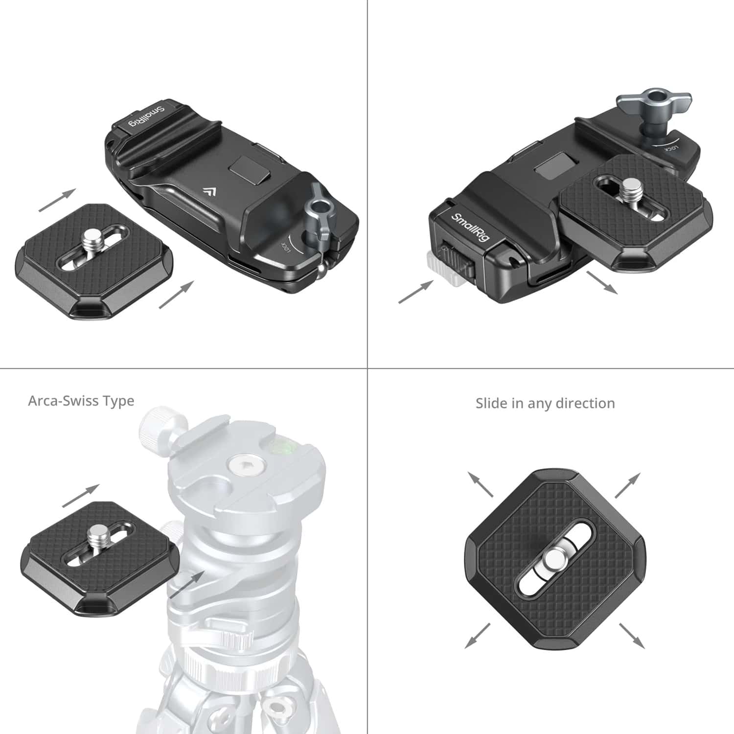 Smallrig (5053) Camera Clip with Quick Release Mount Plate Kit view 7