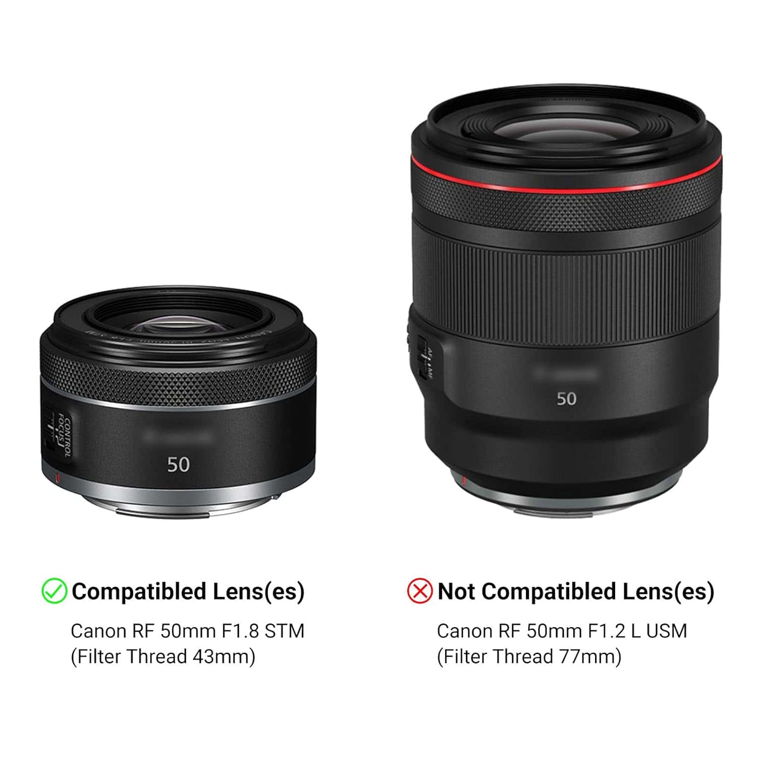JJC LH-ES65BII (Canon RF 50MM F1.8) Lens Hood view 2
