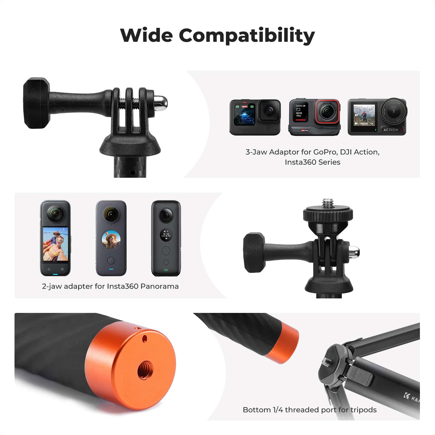 K&F Concept (KF09.140) Carbon Fiber Extension Rod Selfie Stick view 5