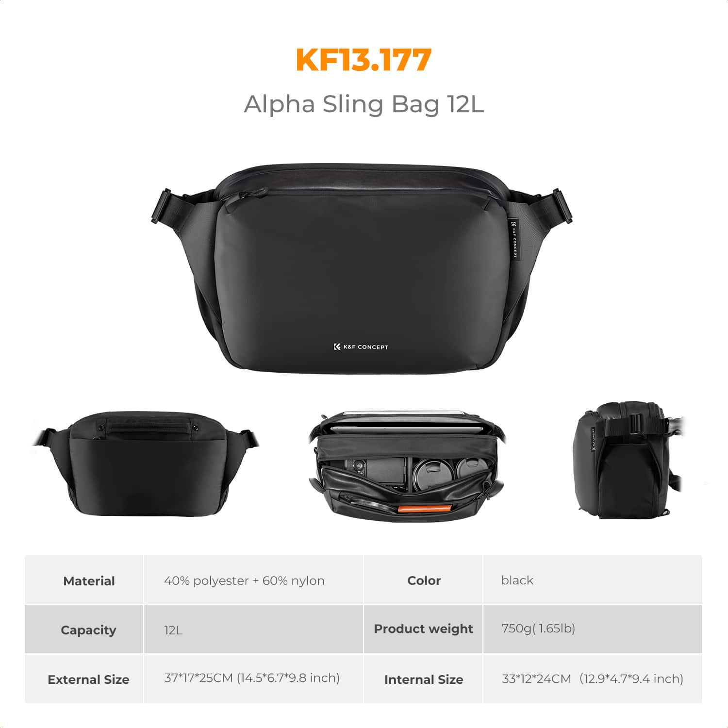 K&F Concept Camera Sling Bag (KF13.188) 4L view 7