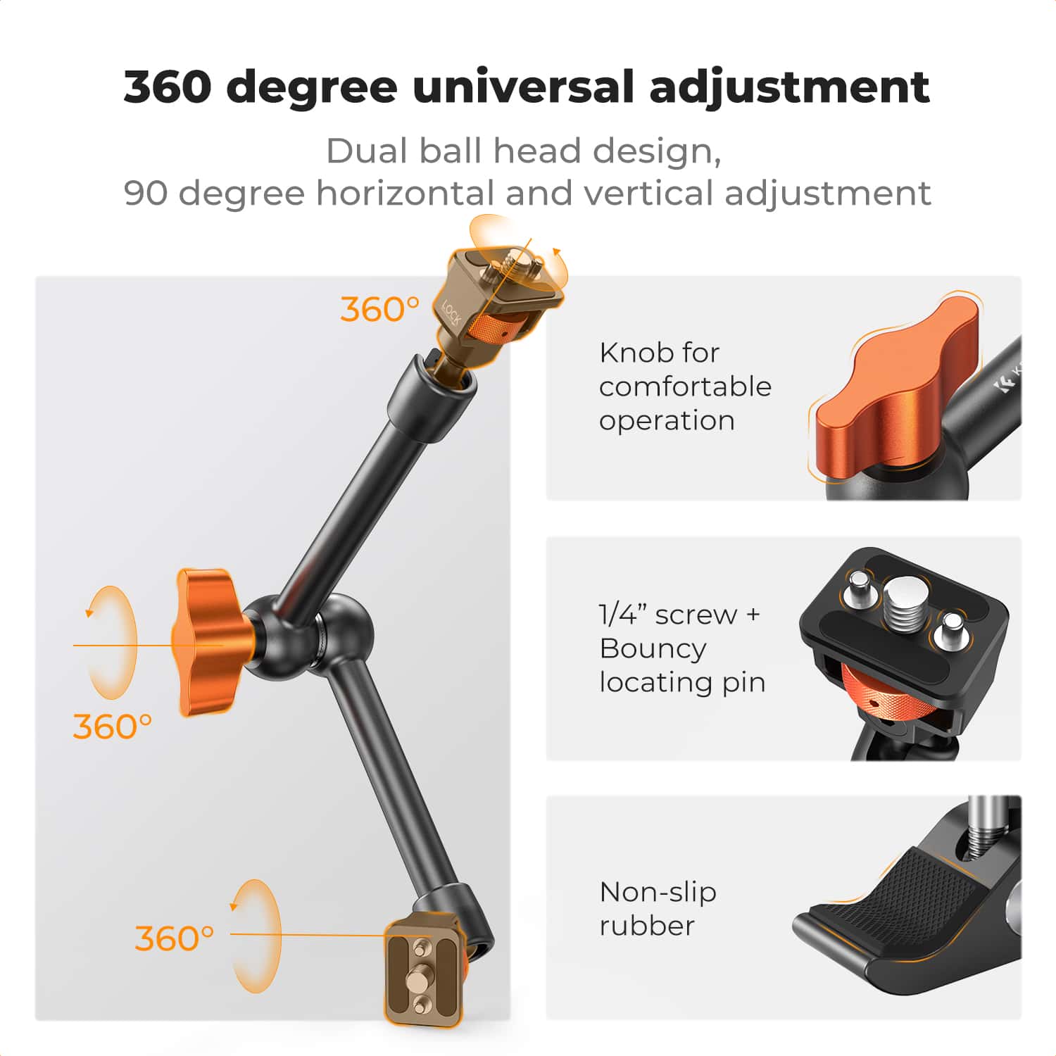 K&F Concept (KF31.132) 11 Inch Articulated Magic Arm and Magic Arm Clamp view 3