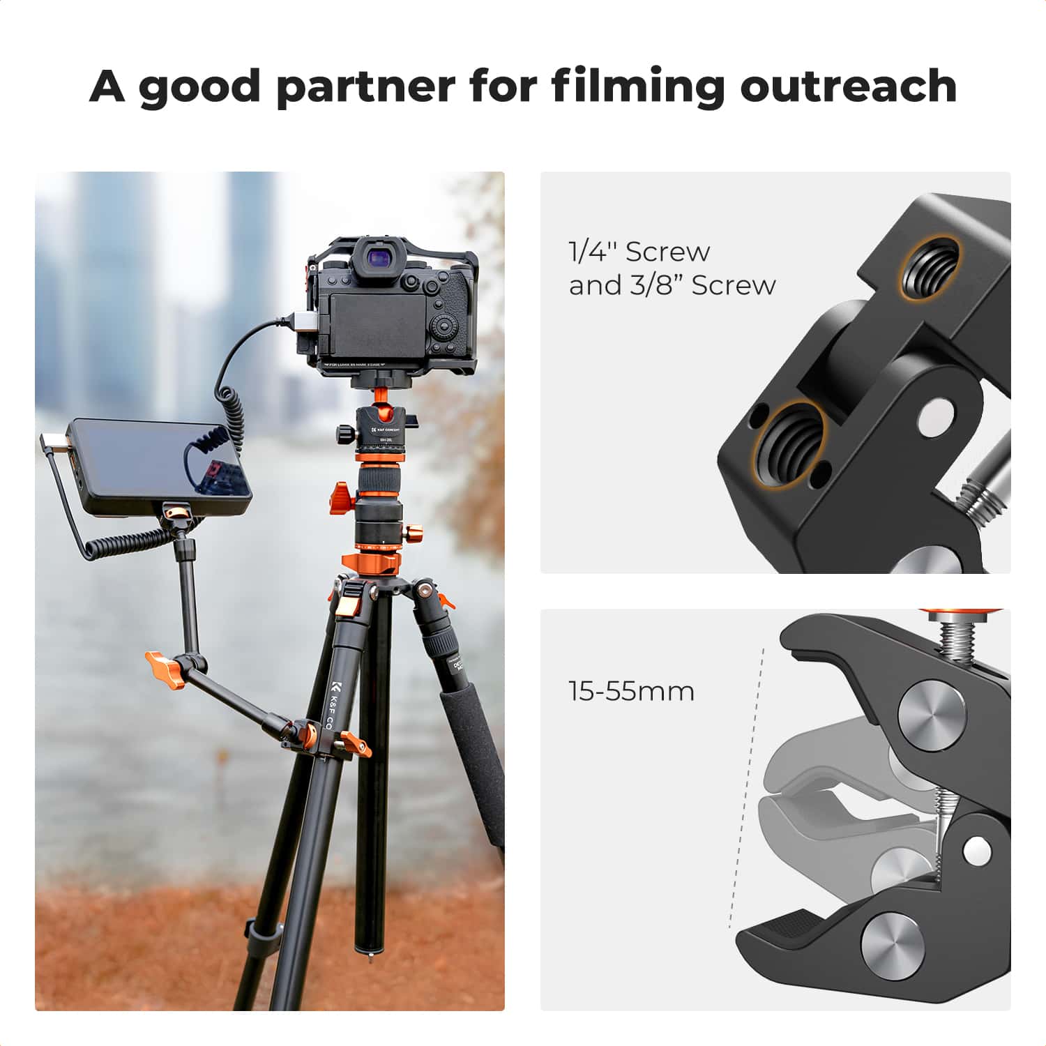 K&F Concept (KF31.132) 11 Inch Articulated Magic Arm and Magic Arm Clamp view 5