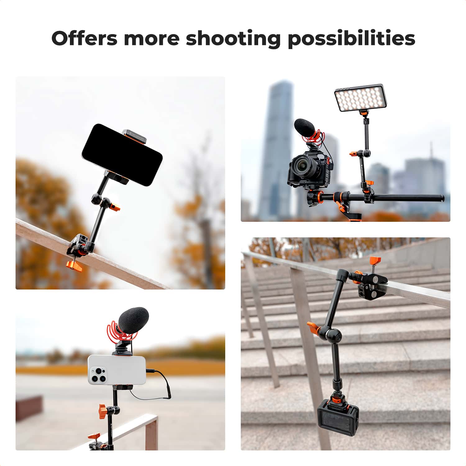 K&F Concept (KF31.132) 11 Inch Articulated Magic Arm and Magic Arm Clamp view 7