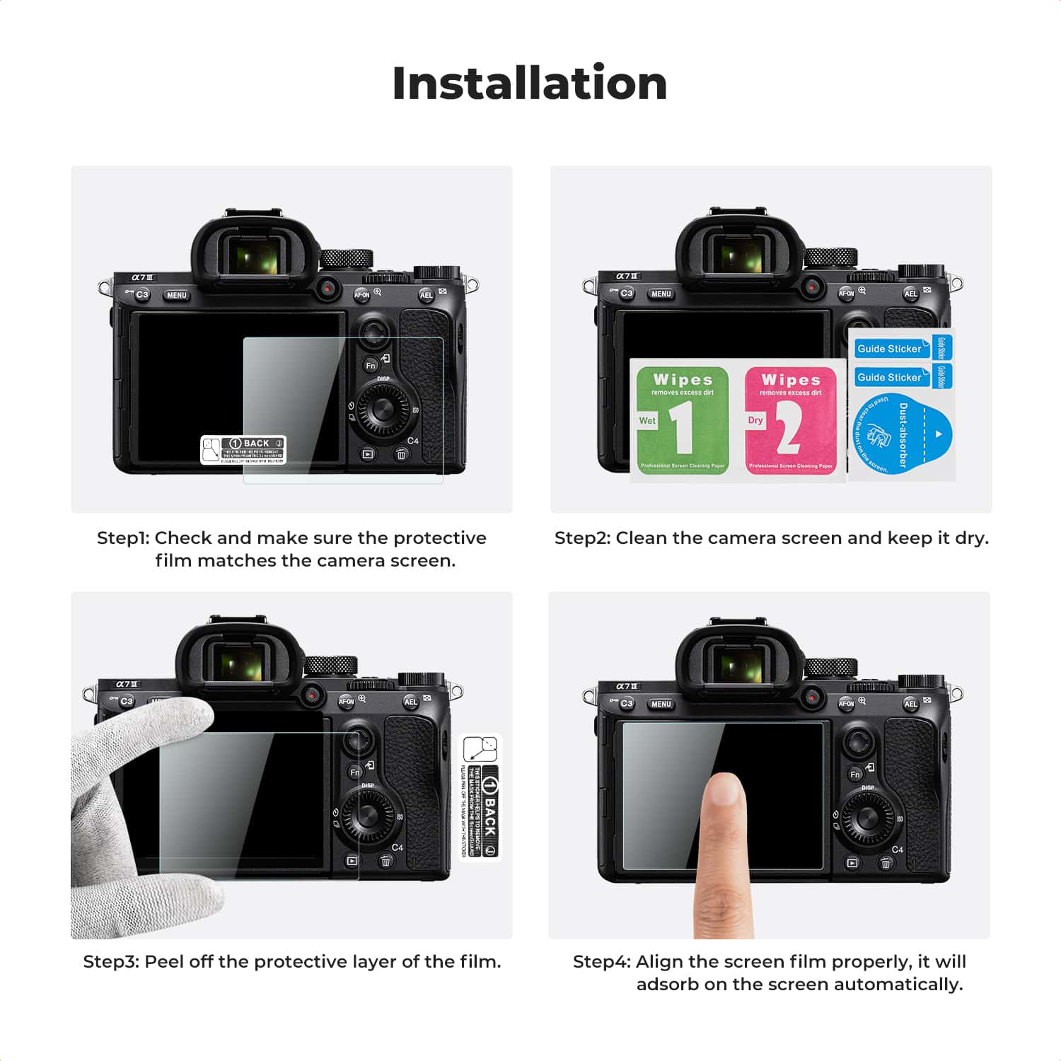 K&F Concept (SKU.2194) 3 Piece Pack Screen Protector for Sony A9, A7III, A7R II, 7II, 7S II, A9II, A7R III, A1, RX1R, RX1, RX10IV, A7C , A7S III, A7R IV, RX10 III, RX10 II, RX10, RX100 V, RX100 VA, RX100 IV, RX100II, RX100 view 5
