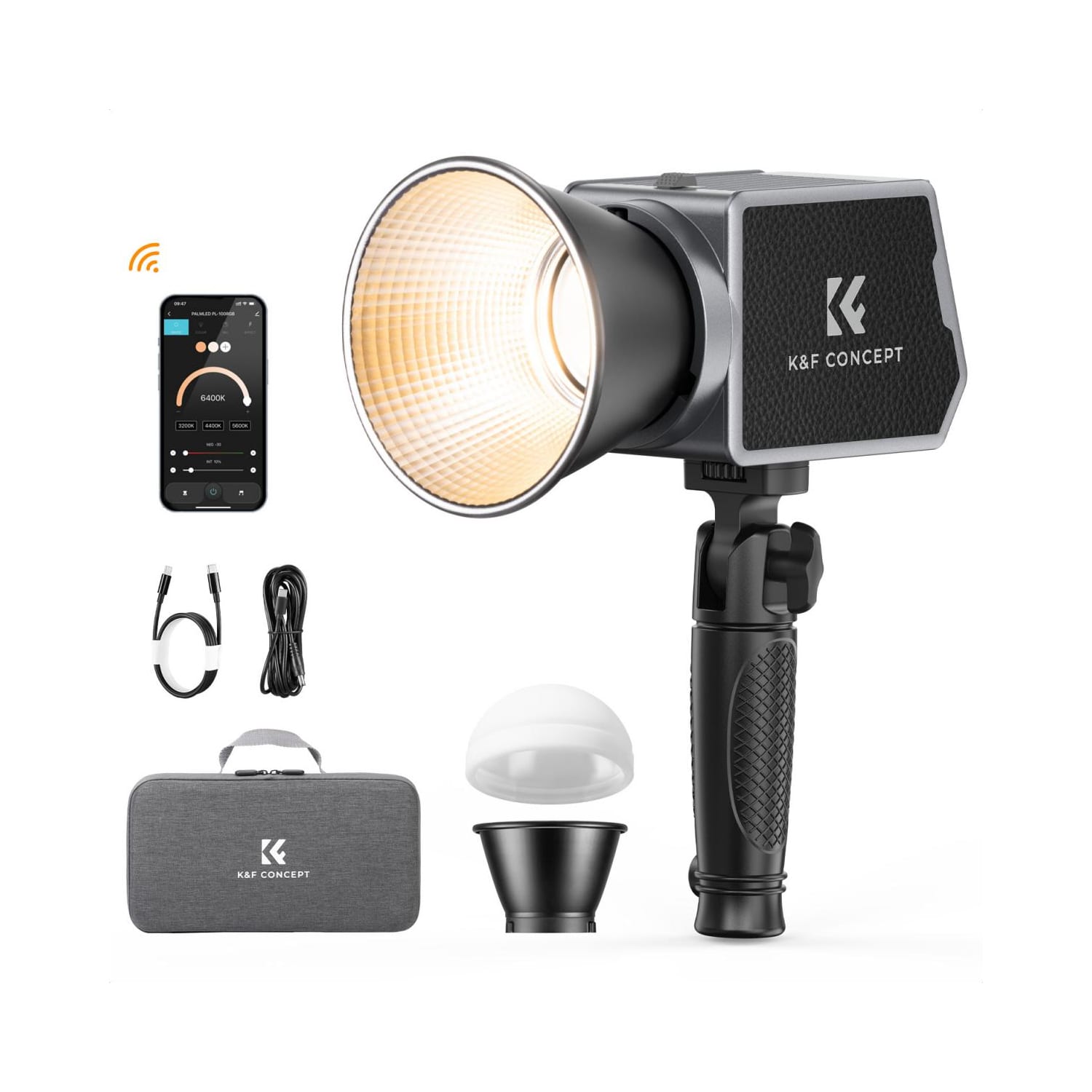 K&F Concept (KF34.045) PL-60B 60W COB Photography Light with Built-in 4500mAh Battery 1