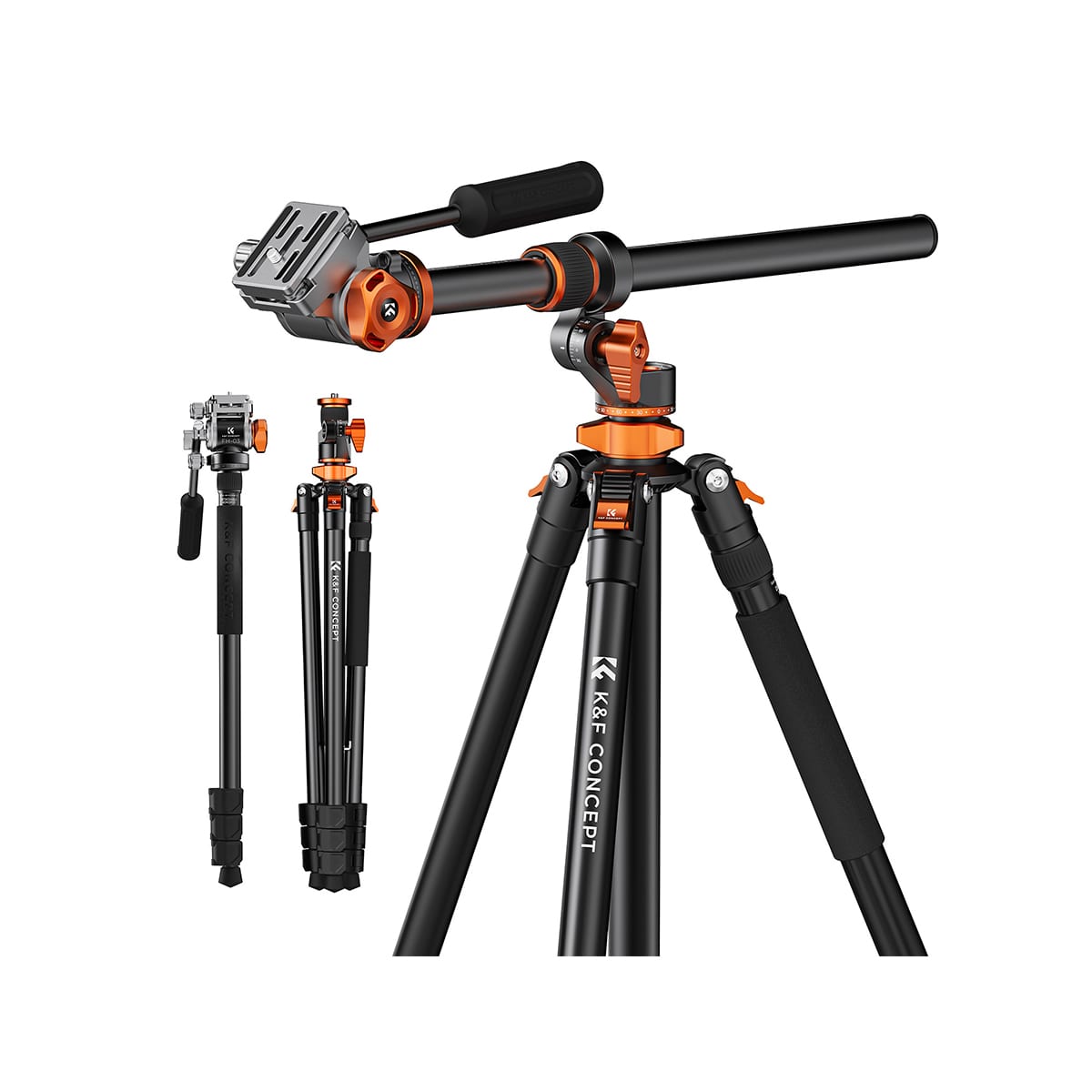 K&F Concept (KF09.137) Fluid Head Aluminum Tripod with Transverse Column 1