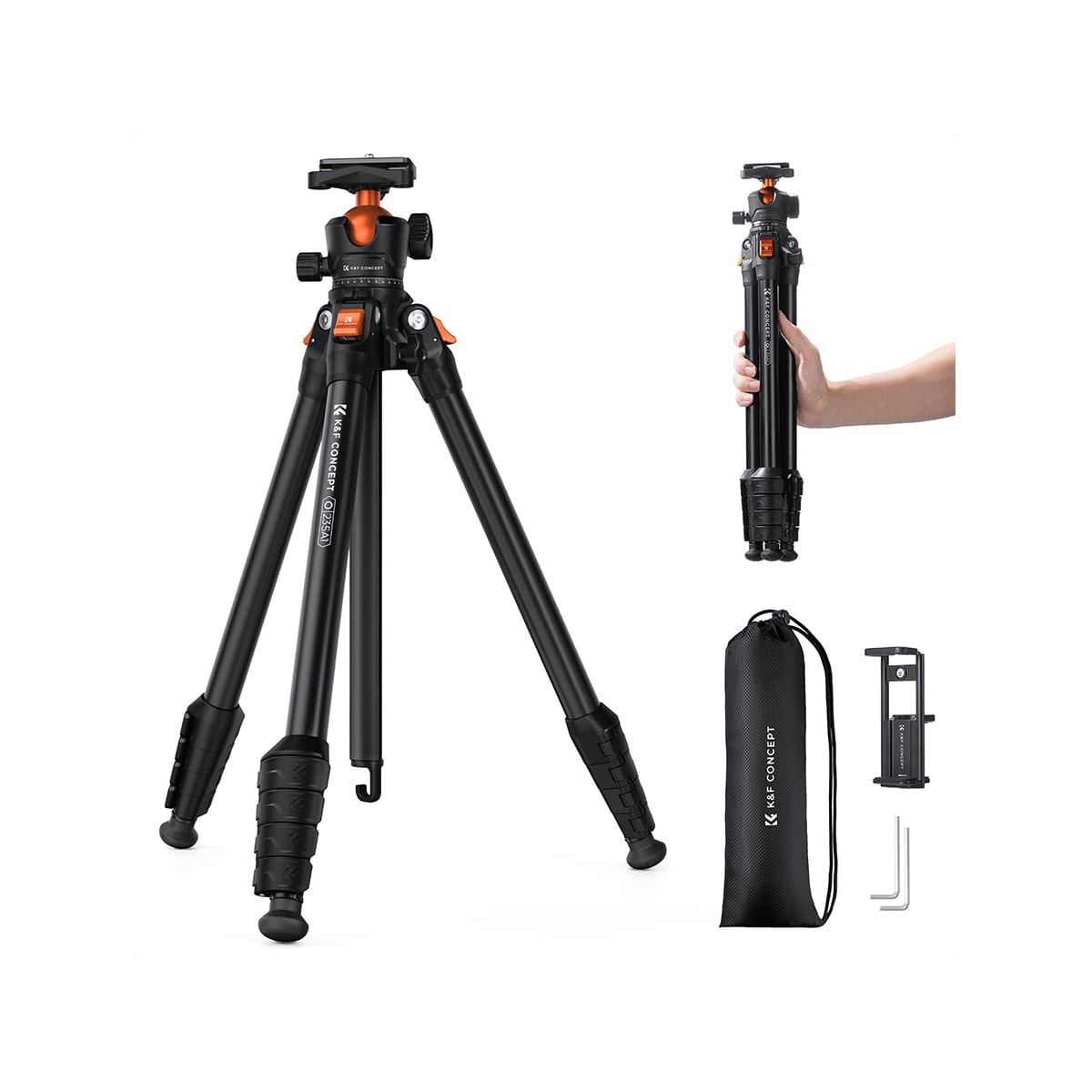 K&F Concept (KF09.161) Lightweight Compact Aluminum Travel Tripod 1