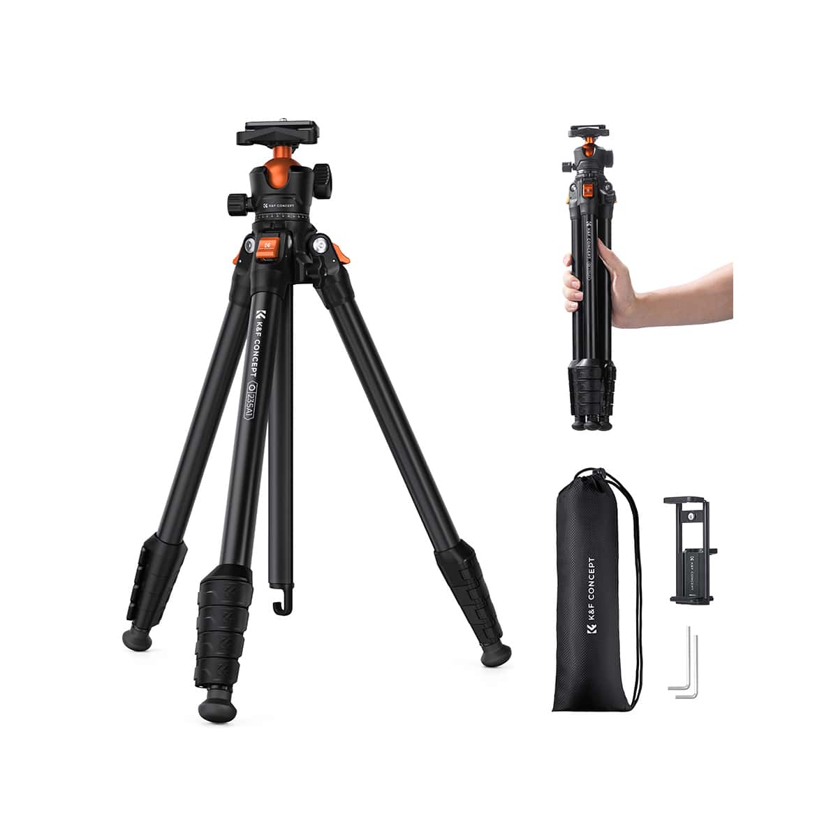 K&F Concept (KF09.161) Lightweight Compact Aluminum Travel Tripod