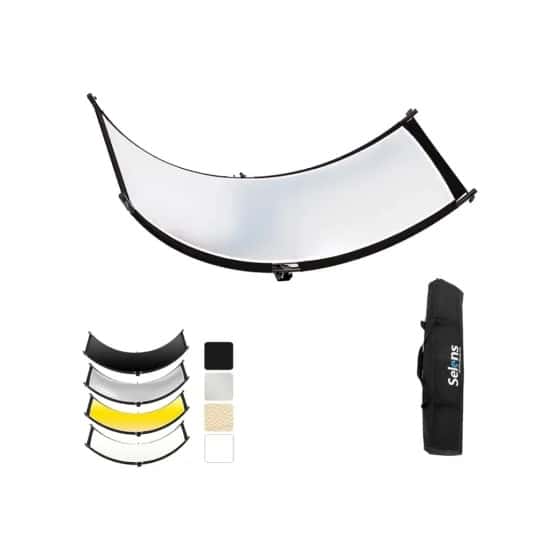 U-Shaped Curved Reflector - Clamshell Light Reflector Diffuser with Carry Bag